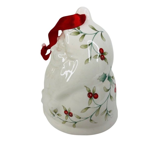 1996 Pfaltzgraff Winterberry Santa Claus Christmas Bell Ornament No Clapper VTG - Picture 3 of 5